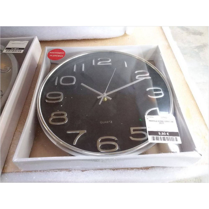 PENDULE RONDE EFFET 3D  32CM