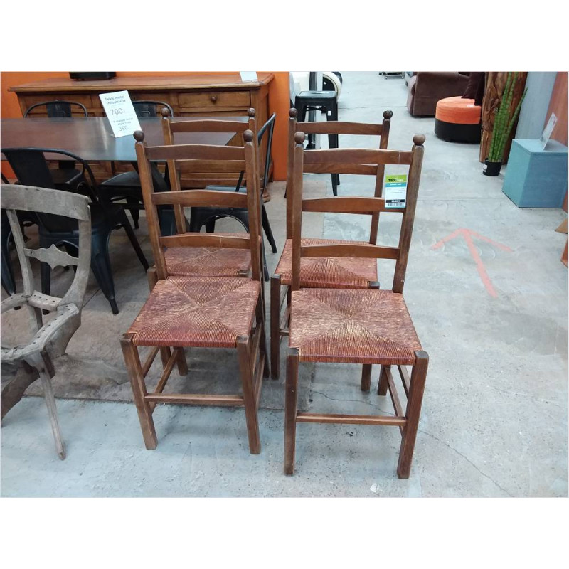 4 CHAISES PAILLES