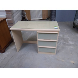 BUREAU 3 TIROIRS PLATEAU VERRE