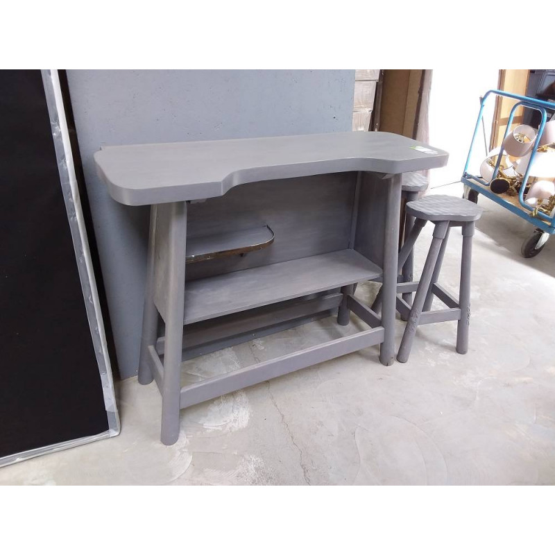 BAR GRIS + 2 TABOURETS 