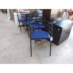 4 FAUTEUILS BLEU VINTAGE