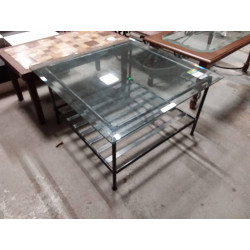 TABLE BASSE FER DESSUS VERRE 