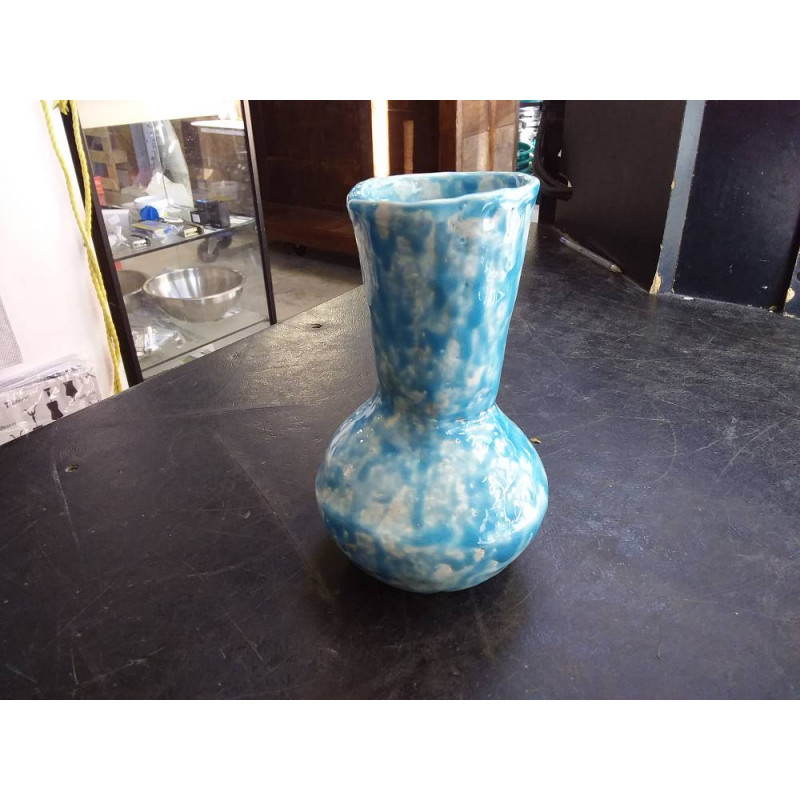 VASE CERAMIQUE EMAILLE BLEU 