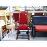 FAUTEUIL BOIS TISSU ROUGE 