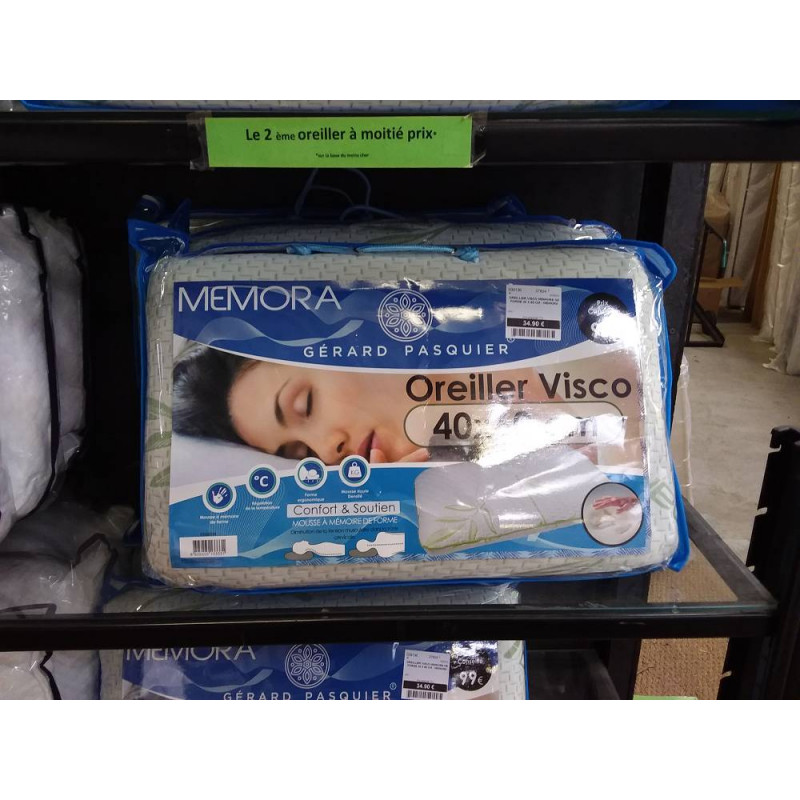 OREILLIER VISCO MEMOIRE DE FORME 40 X 60 CM - MEMORA