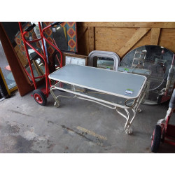 TABLE BASSE FER DE3SSUS VERRE