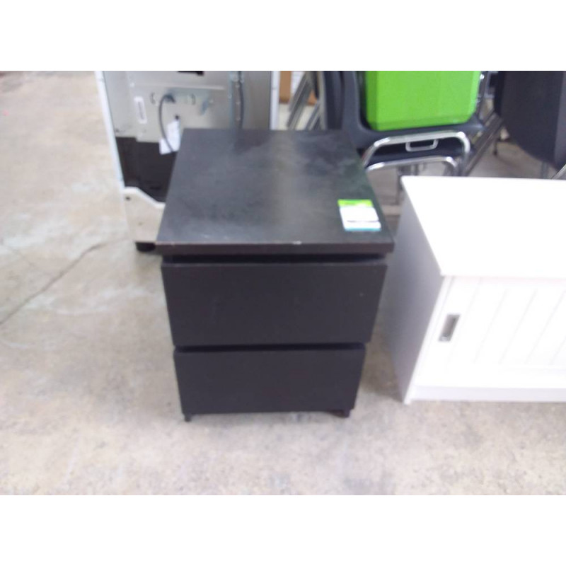 CHEVET NOIR 2 TIROIRS