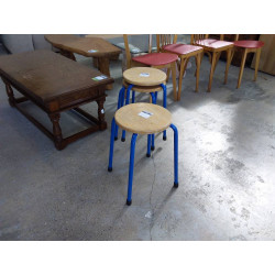 TABOURET BLEU BOIS