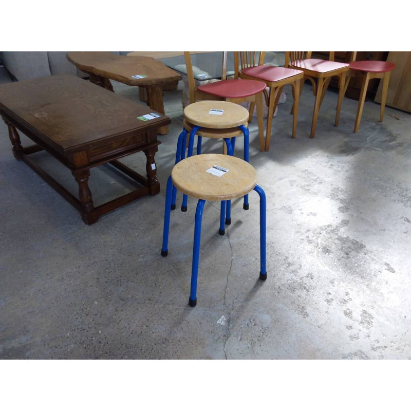 TABOURET BLEU BOIS