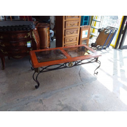 TABLE BASSE  FER DESSUS VERRE