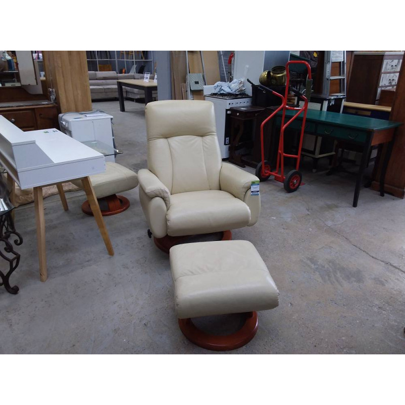 FAUTEUIL RELAX CUIR + REPOSE PIED