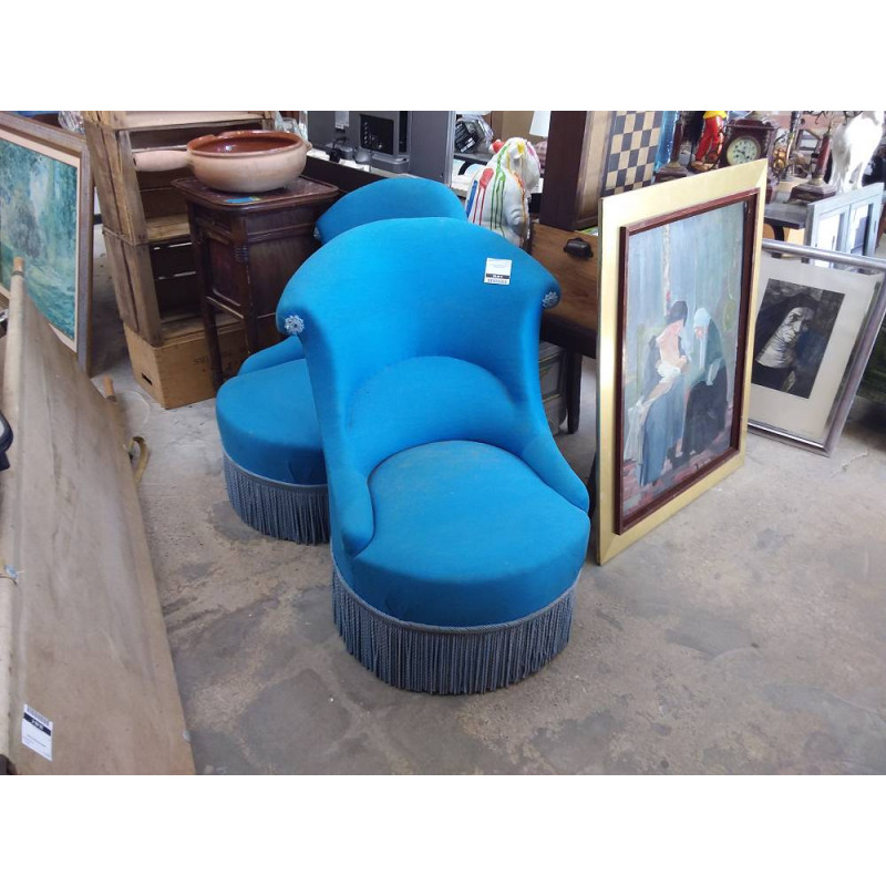 FAUTEUIL CRAPUD BLEU + REPOSE PIEDS