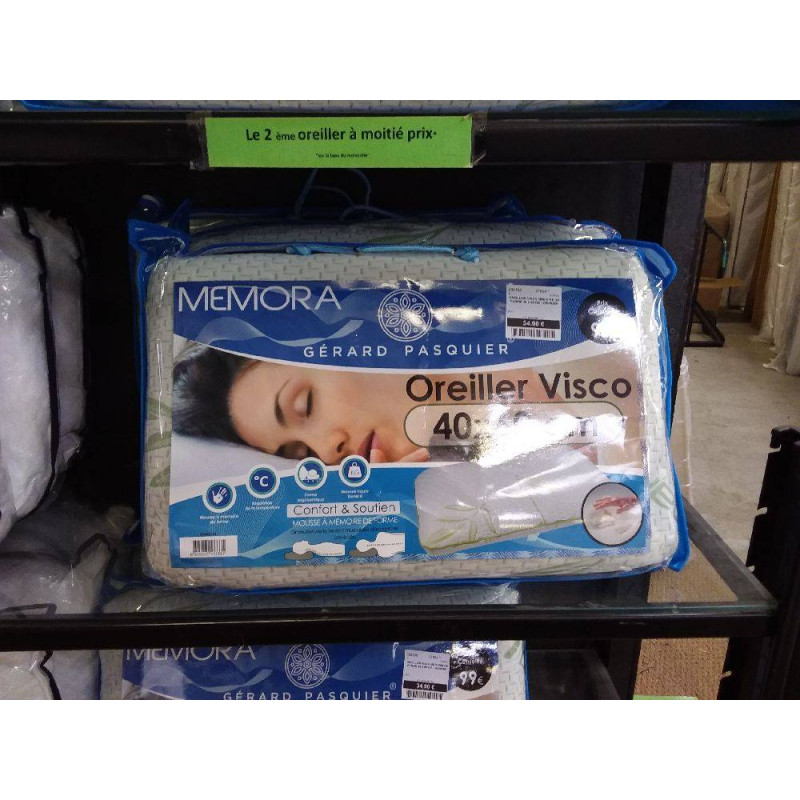 OREILLIER VISCO MEMOIRE DE FORME 40 X 60 CM - MEMORA