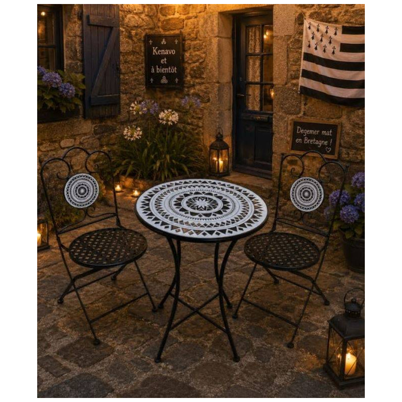 ENSEMBLE TABLE BISTROT ET 2 CHAISES R4