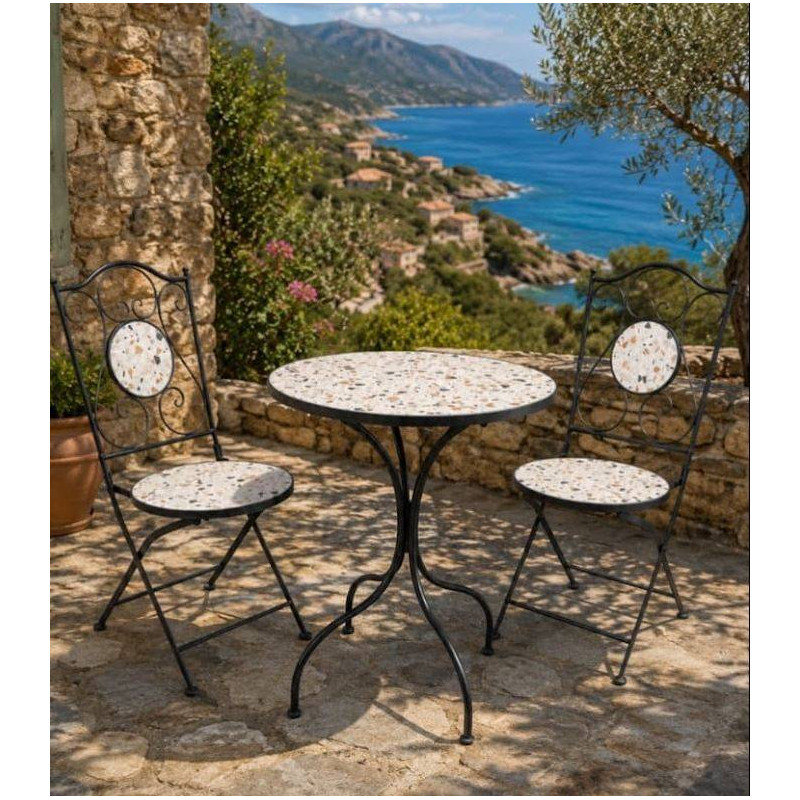 ENSEMBLE TABLE BISTROT ET 2 CHAISES R10